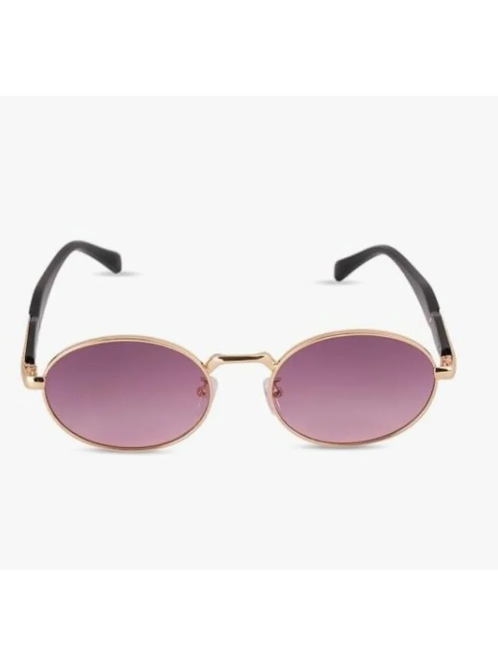 Oval Gold Metal Frame Sunglasses Purple Gradient Lenses Retro Vintage Black Arms